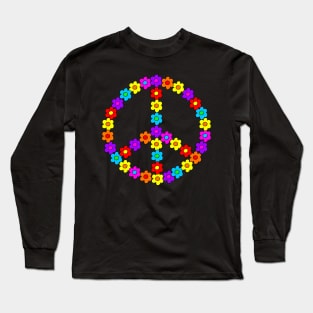 Pop Flower Peace Sign Long Sleeve T-Shirt